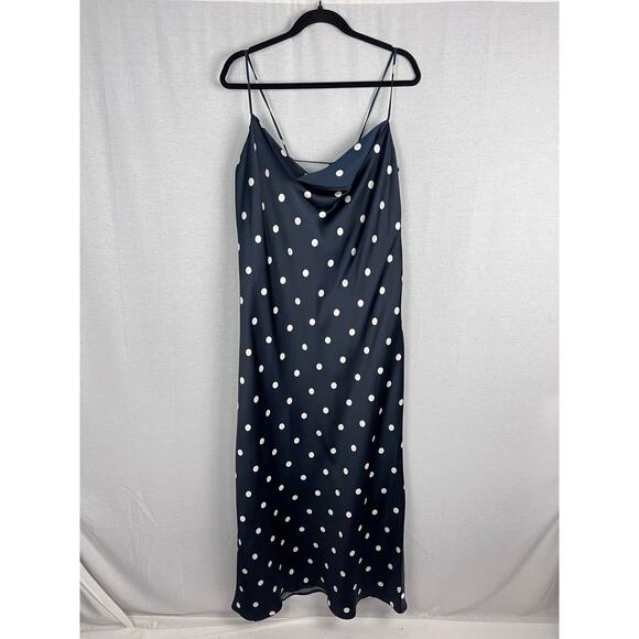 NWT Old Navy Dress Cowl Neck Slip Maxi Polka Dot Satin Romantic Party Retro - Picture 3 of 8